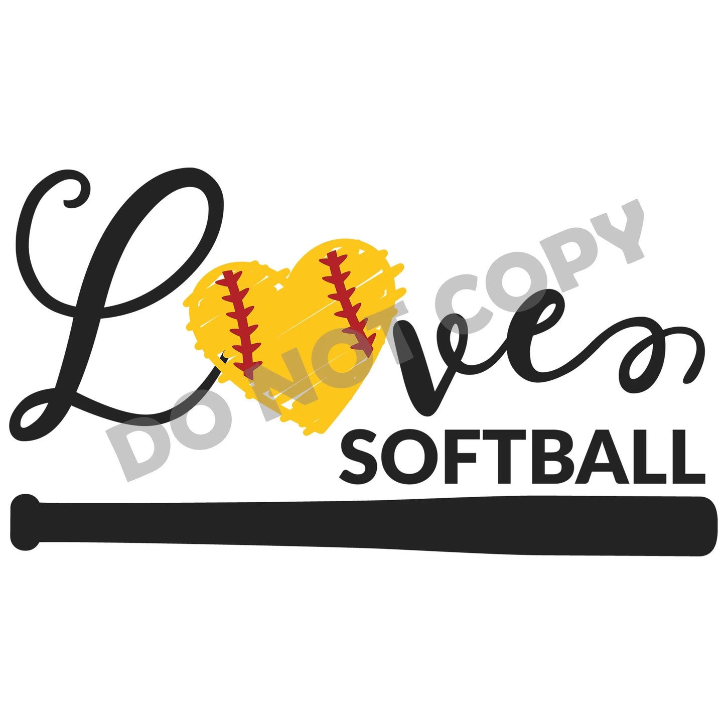 Love Softball Bat - DTF Transfer - Picasso Print
