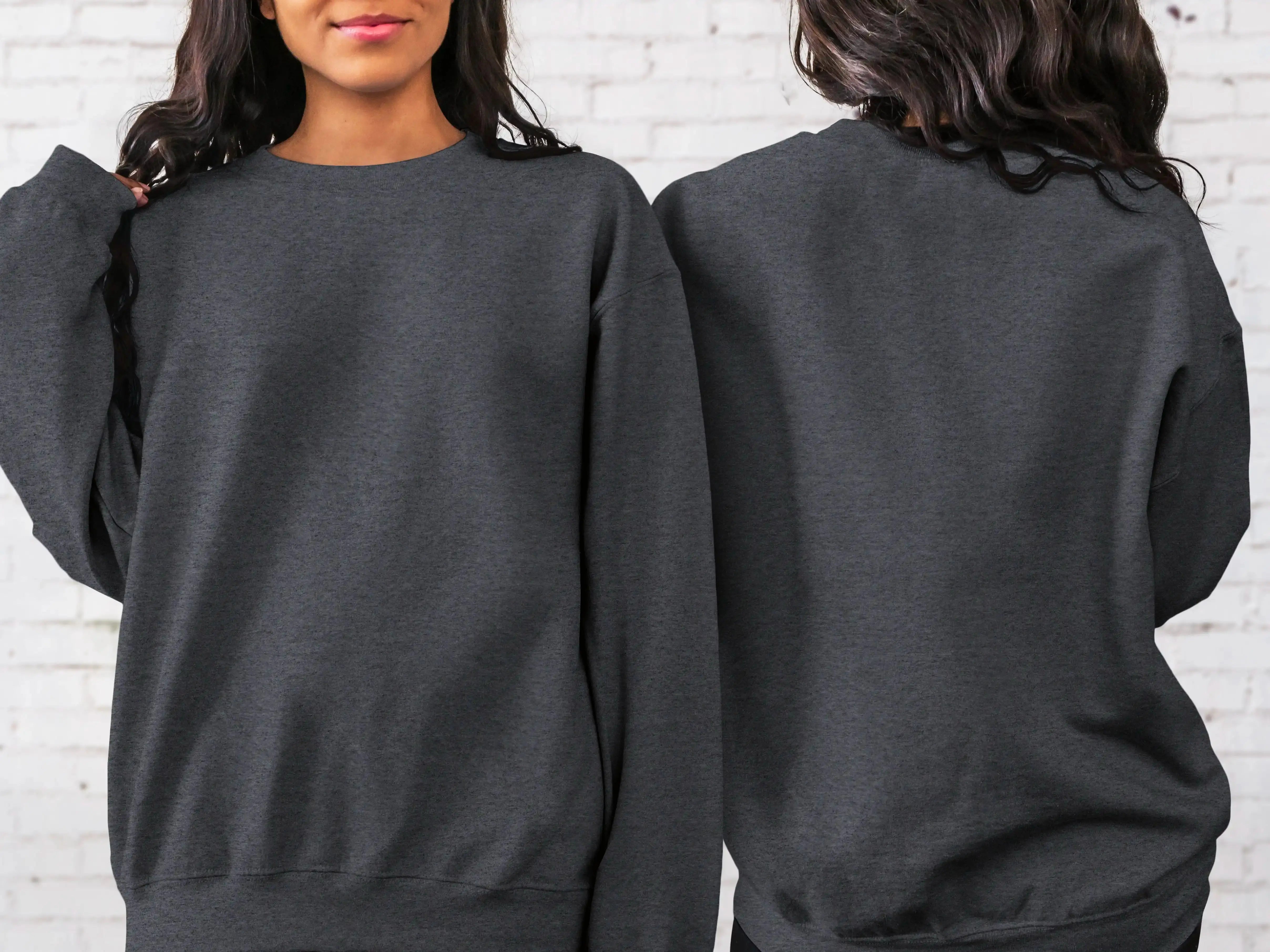 thumbnail image 2 of Gildan Fleece Crewneck Sweatshirt G18000 - Dark Heather Grey Pullover 2 of 13
