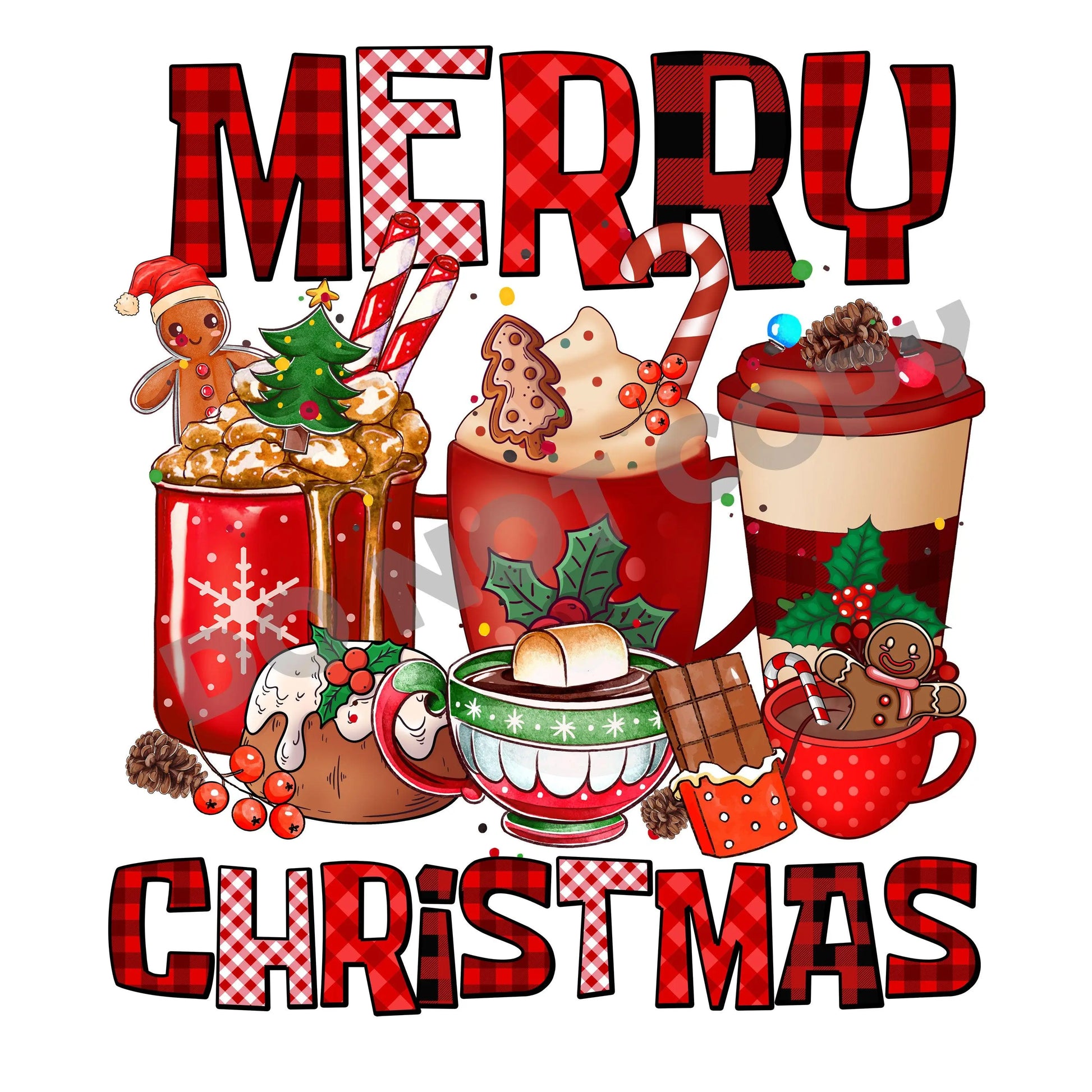 Merry Christmas Coffee -DTF Transfer - Picasso Print