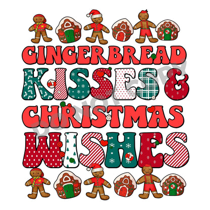 Gingerbread Kisses & Christmas Wishes -DTF Transfer - Picasso Print