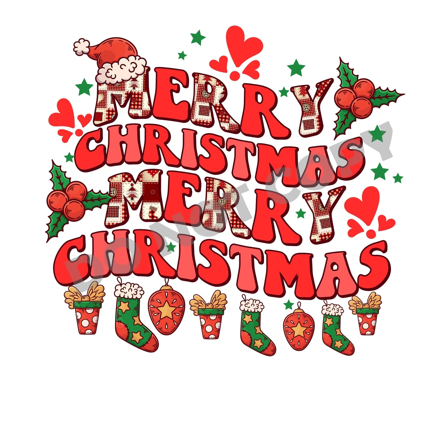 Merry Christmas Merry Christmas -DTF Transfer - Picasso Print