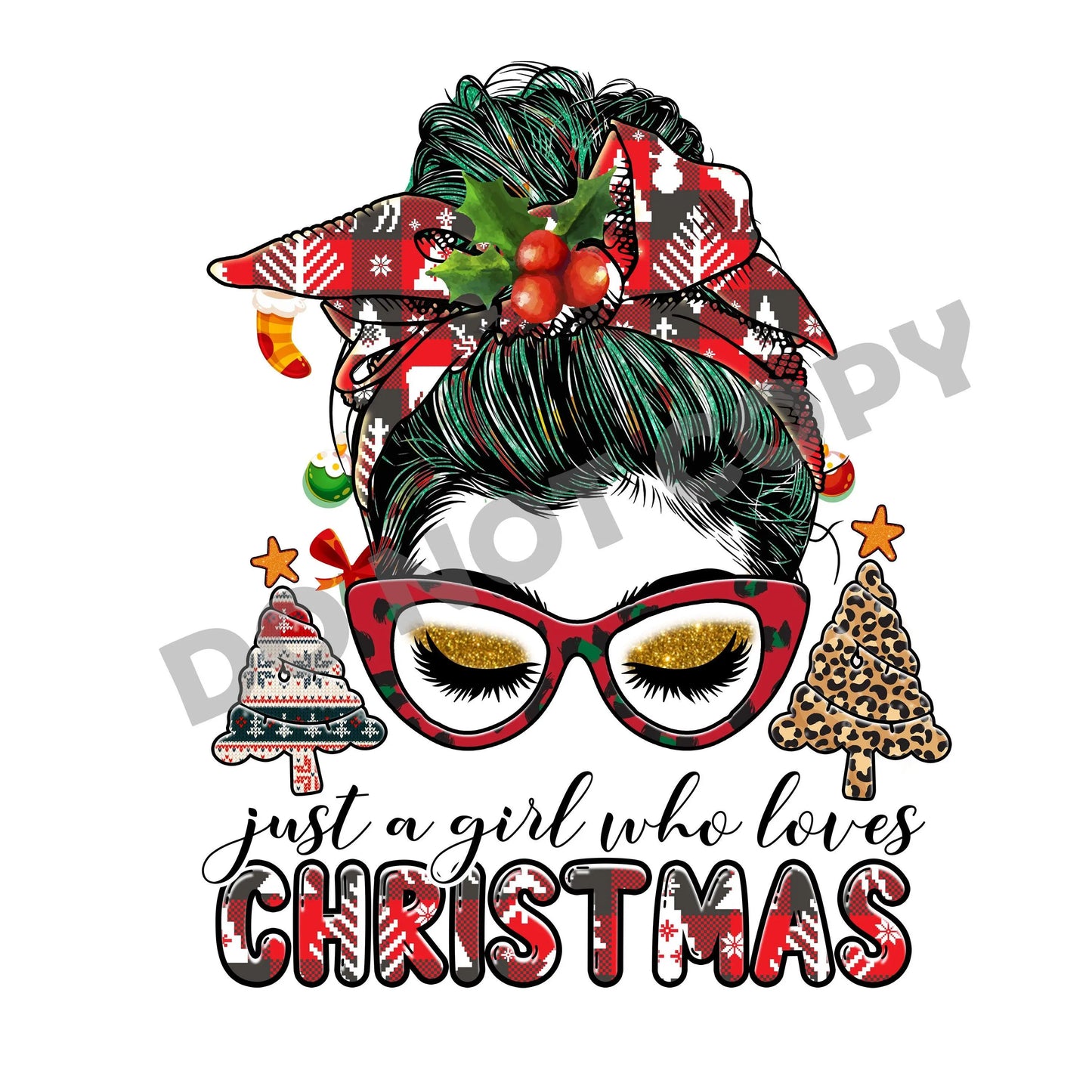 Just A Girl Who Loves Christmas -DTF Transfer - Picasso Print