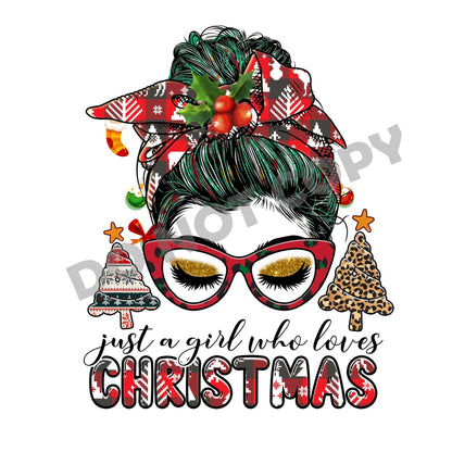 Just A Girl Who Loves Christmas -DTF Transfer - Picasso Print