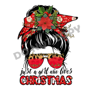 Just A Girl Who Loves Christmas -DTF Transfer - Picasso Print