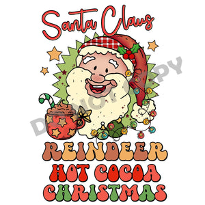 Santa Claus Reindeer Hot Cocoa Christmas -DTF Transfer - Picasso Print