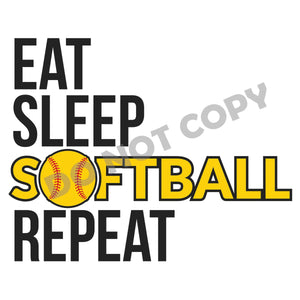 Eat Sleep Softball Repeat -DTF Transfer - Picasso Print