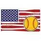 Softball American Flag -DTF Transfer - Picasso Print
