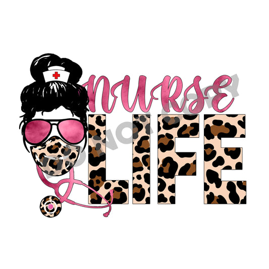 Nurse Life Stethoscope Leopard - DTF Transfer - Picasso Print