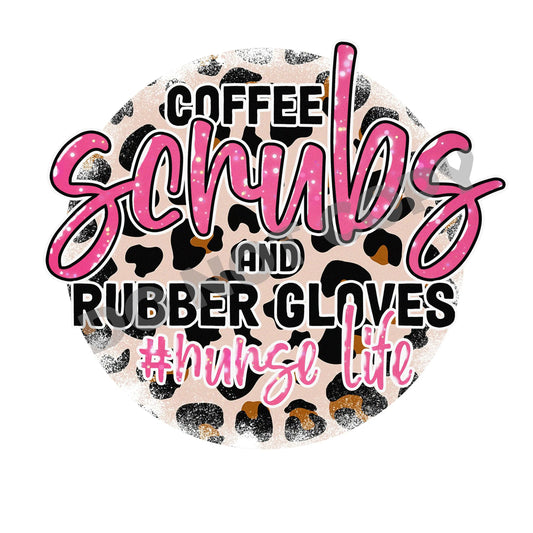 Coffee Scrubs And Rubber Gloves - DTF Transfer - Picasso Print
