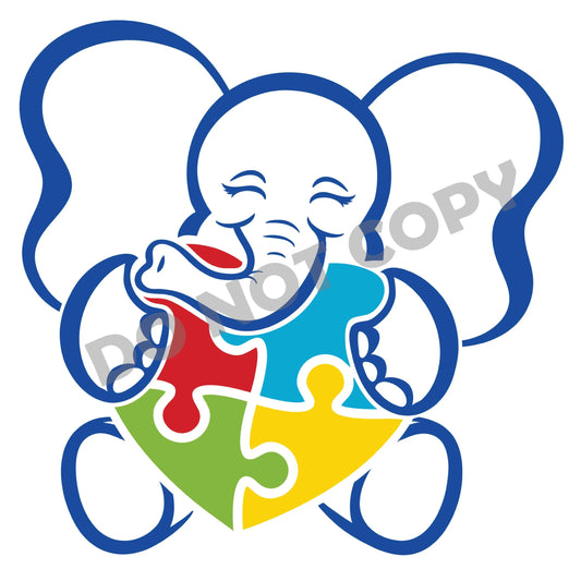 Autism Elephant - DTF Transfer - Picasso Print