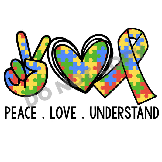 Peace Love Understand - DTF Transfer - Picasso Print
