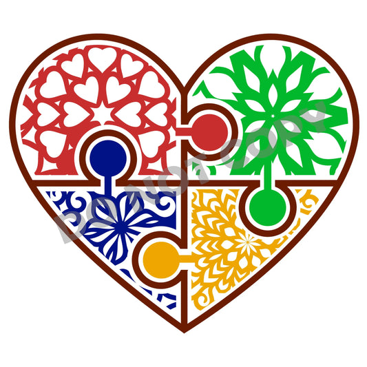 Autism Heart Puzzle - DTF Transfer - Picasso Print