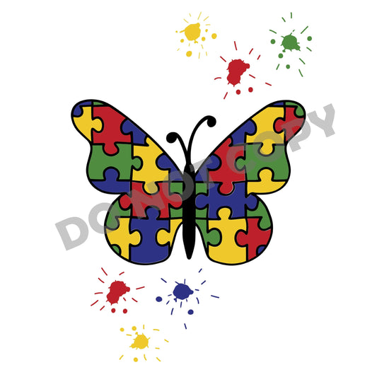 Autism Butterfly - DTF Transfer - Picasso Print