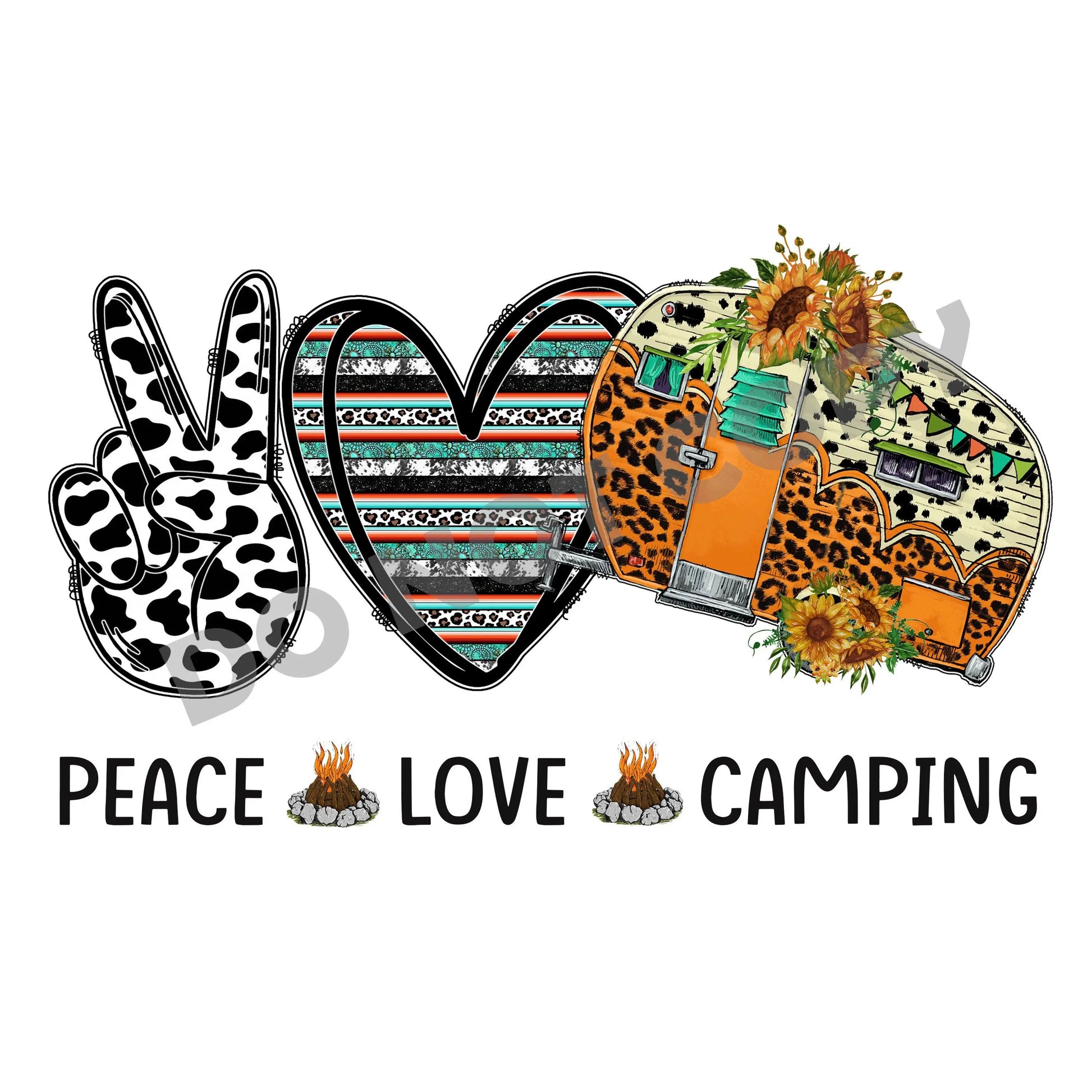 Peace Love Camping - DTF Transfer - Picasso Print